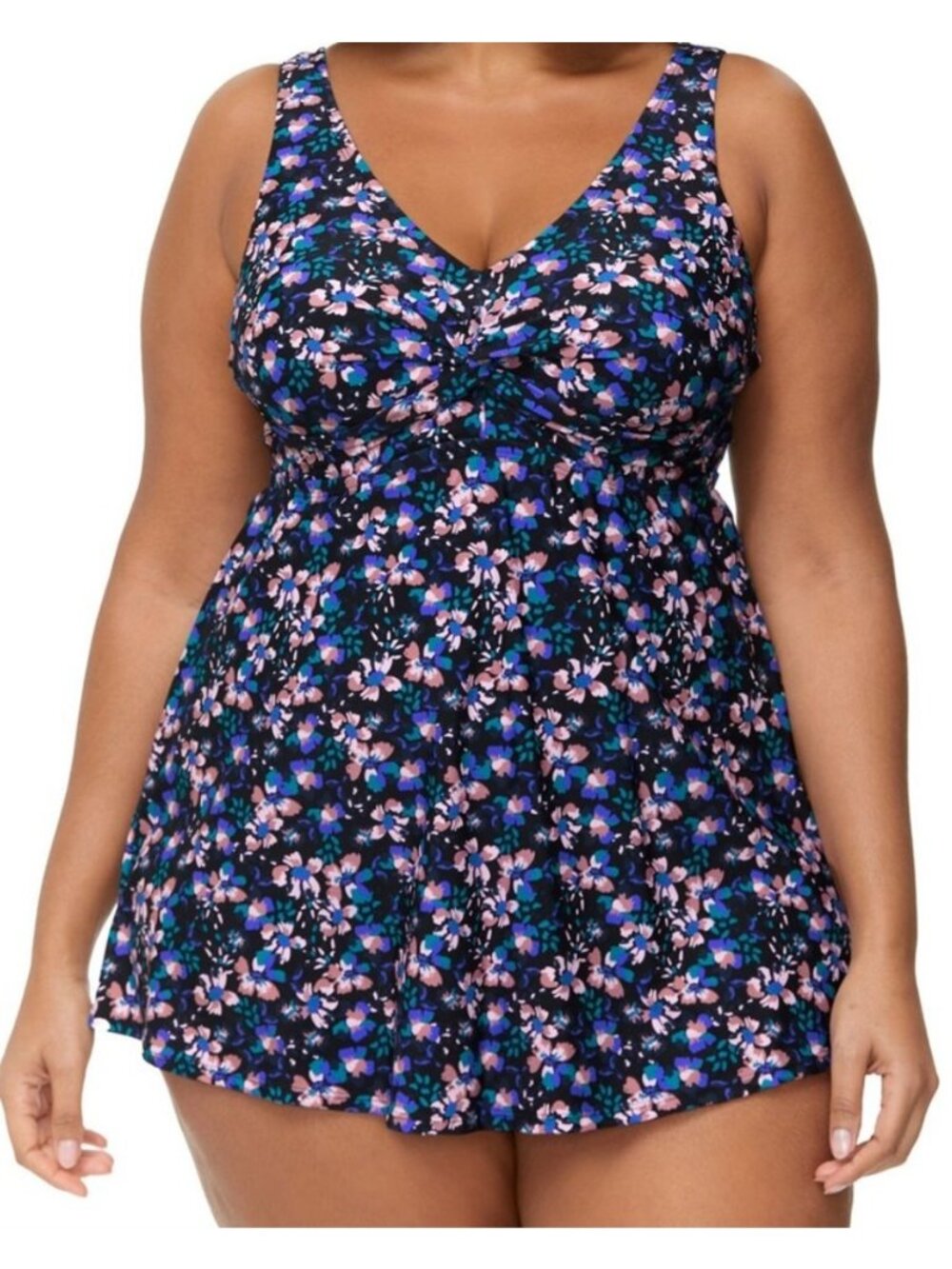 NWT Raisins Curve Lucia Swimdress Swimsuit Black Floral Size 24W $106 [jb] - Picture 3 of 10